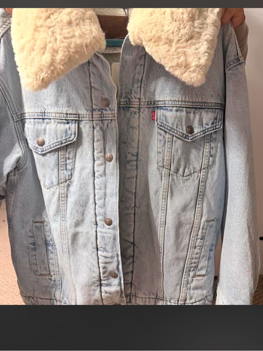 Levi's Light Blue Denim Jacket with Cream Sherpa Collar